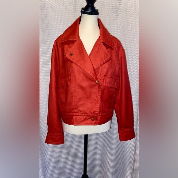 Women’s Banana Republic dune red hemp blend crop Amelia flight Jacket size small - Picture 1 of 16